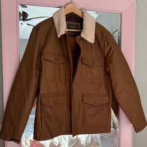 London Fog Coated Canvas Field Jacket with Sherpa Collar